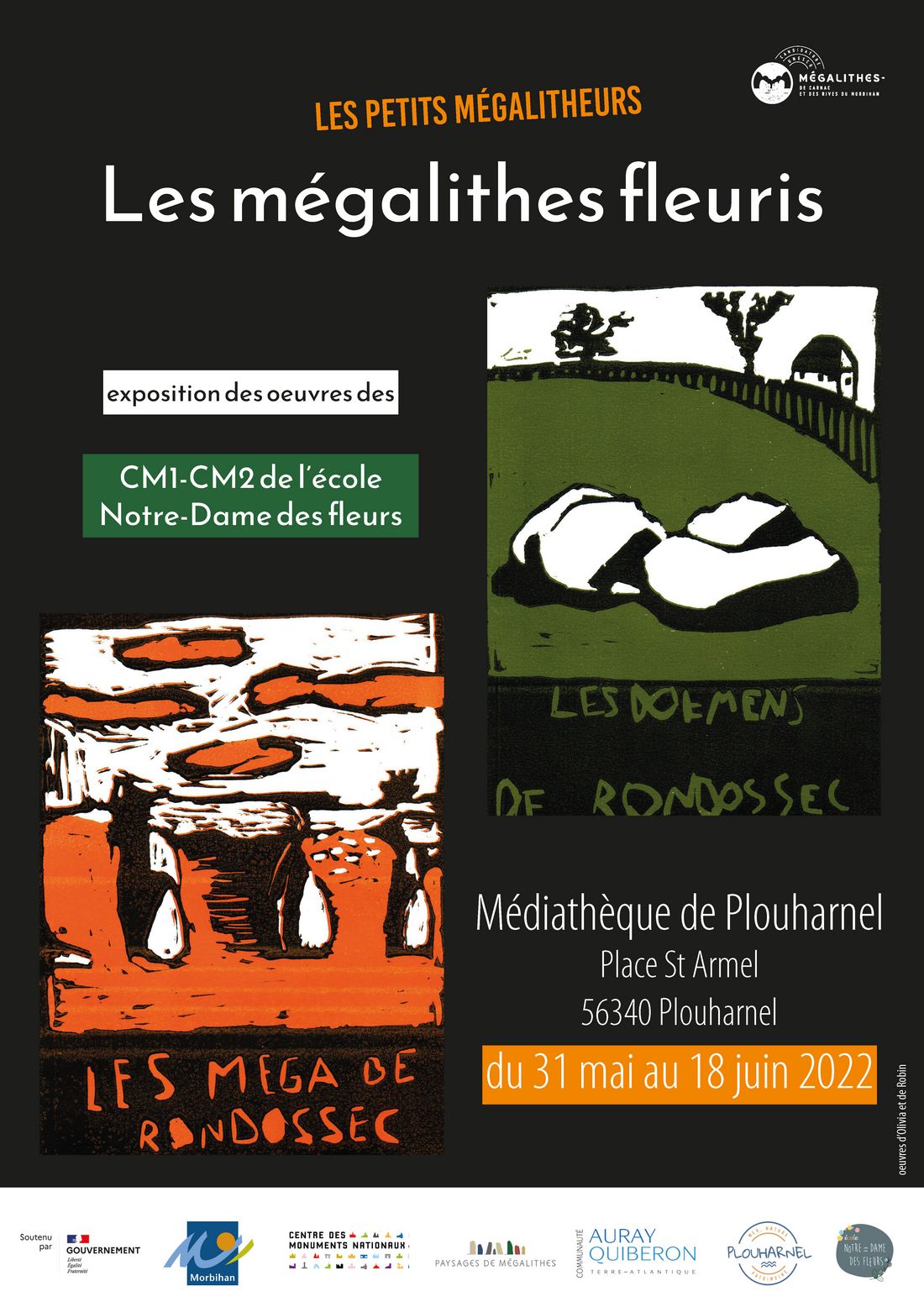 L'exposition des oeuvres des élèves de Plouharnel se découvre à la médiathèque de la commune jusqu'au 18 juin 2022